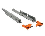 Комплект направляющих Push-to-Open скрытого монтажа Firmax 3D Control под штангу синхронизатор L=400мм, полного выдвижения, для ЛДСП 16мм, 3д регулировка (2 направляющие + 2 фиксатора)