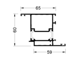 Профиль дверной створки Z ALUMARK 59/65 мм 6.5м RAL9016