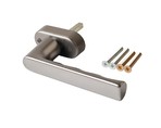 Ручка оконная алюминиевая HOPPE Hamburg SecuForte с логотипом VEKA, штифт vario fit 32-42 мм, 45°, 2 винта М5х45,  2 винта М5х50, титан
