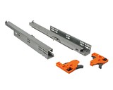 Комплект направляющих Push-to-Open скрытого монтажа Firmax 3D Control под штангу синхронизатор L=350мм, полного выдвижения, для ЛДСП 16мм, 3д регулировка (2 направляющие + 2 фиксатора)