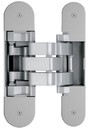 Петля скрытая OTLAV для компланарных дверей, универсальная, 3D, 130x32/25 мм, 60 кг, цамак и алюминий, с 4 накладками и 4 винтами для крепления накладок, серебро матовое