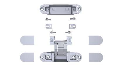 (1 кор.=2 петли) Петля скрытая ELEMENTIS, серия ITALY, универсальная, 3D, 120x27 мм, 60 кг, цамак, цвет серебро матовое Изображение 16