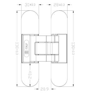 (1 кор.=2 петли) Петля скрытая ELEMENTIS, серия ITALY,  универсальная, 3D, 130x28/30 мм, 60 кг, цамак, цвет хром полированный Изображение 2