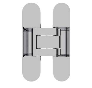 (1 кор.=2 петли) Петля скрытая ELEMENTIS, серия ITALY,  универсальная, 3D, 130x28/30 мм, 60 кг, цамак, цвет хром полированный Изображение