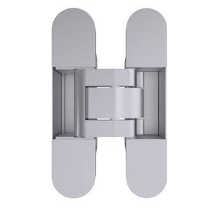 (1 кор.=2 петли) Петля скрытая ELEMENTIS, серия ITALY,, универсальная, 3D, 130x28/30 мм, 60 кг, цамак, цвет серебро матовое Изображение