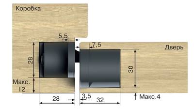 (1 кор.=2 петли) Петля скрытая ELEMENTIS, серия ITALY, универсальная, 3D, 130x28/30 мм, 60 кг, цамак, цвет золото матовое Изображение 4