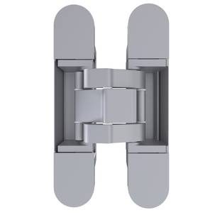 (1 кор.=2 петли) Петля скрытая ELEMENTIS, серия ITALY,, универсальная, 3D, 135x27 мм, 60 кг, цамак, цвет серебро матовое Изображение