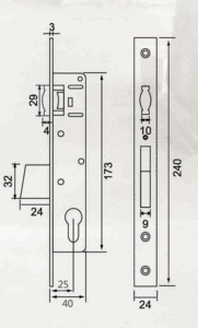 Замок с выпадаюшим ригелем с роликом ELEMENTIS серебро 725BR/F24/25/85 с ответной планкой и накладкой без ПЦ Изображение 2
