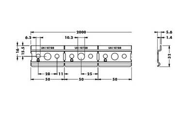 874ACZ120005P Шина для навесов L=2м H=32мм с насечк. 50мм, сталь оцин. Изображение 2