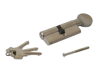 Цилиндр 40(ручка)-40(ключ) с плоской ручкой, никелированный Изображение 1