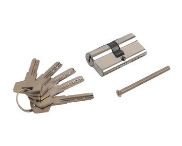 Цилиндр профильный ELEMENTIS 30(ключ)/30(ключ) ЦАМ, 5 перфорированных ключей, никелированный Изображение