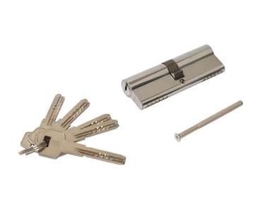 Цилиндр профильный ELEMENTIS 45(ключ)/45(ключ) ЦАМ, 5 перфорированных ключей, никелированный Изображение
