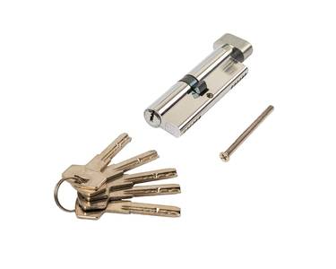 Цилиндр профильный ELEMENTIS 45(ключ)/50(овальная ручка) ЦАМ, 5 перфорированных ключей, никелированный Изображение