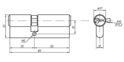 Цилиндр профильный MAXBAR 847/K1 35-50, никелированный Изображение 2
