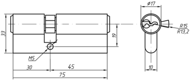 Цилиндр профильный MAXBAR 847/K 30-45, никелированный Изображение 2