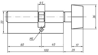Цилиндр профильный MAXBAR с плоской ручкой CVG/K 40(ручка)/60(ключ),никелированный Изображение 2