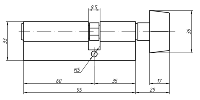 Цилиндр профильный MAXBAR сплоской ручкой CVG/K 35(ручка)/60(ключ), никелированный Изображение 2
