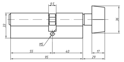 Цилиндр профильный MAXBAR с плоской ручкой CVG/K 40(ручка)/55(ключ), никелированный Изображение 2