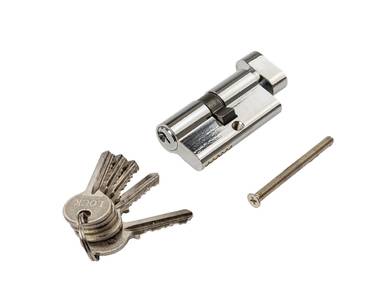 Цилиндр профильный с ручкой 30 (ключ)/30(ручка овальная 28мм), алю, 5 ключей Изображение