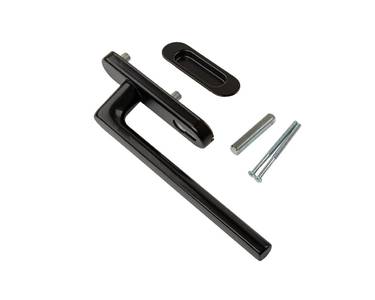 Гарнитур Internika с PZ, длина ручки 240 мм+ракушка, штифт 10*10, L=62, винты М5*85, черный (RAL9005) Изображение