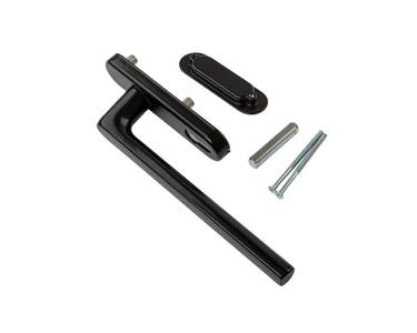 Гарнитур Internika с PZ, длина ручки 240 мм+ракушка, штифт 10*10, L=62, винты М5*85, черный (RAL9005) Изображение 2