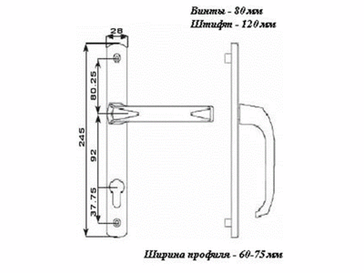 Гарнитур нажимной Elementis DENIZ подпружиненный 28/92 Серебристый RAL9006 Изображение 2