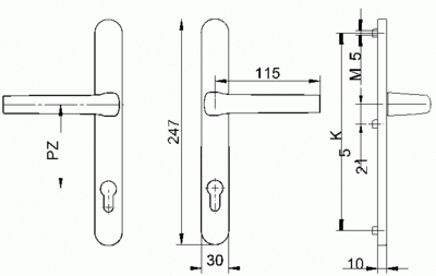 Гарнитур нажимной FKS подпруж. со сплошной накладкой 30/92 с закрытыми винтами  RAL7016 Изображение 4