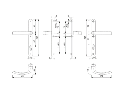 Гарнитур нажимной подпружиненный HOPPE Liege со сплошной накладкой (30/67-72), Бронза F4 Изображение 2