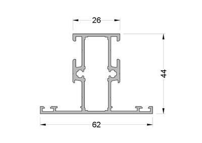 Импост оконно-дверной ALUMARK 62/26 мм 6м 7024MAT Изображение
