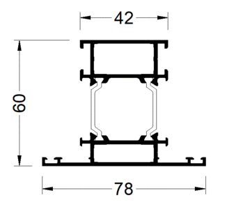 Импост оконно-дверной ALUMARK 78/42 мм 6м Неокрашенный Изображение