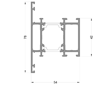 Импост оконно-дверной ALUMARK 78/42 мм 6м RAL8017 Изображение
