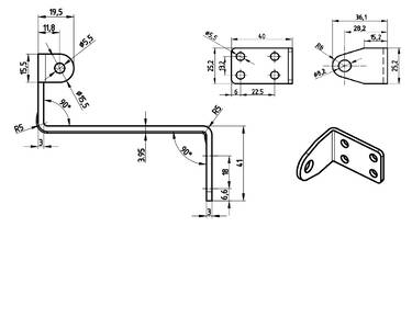 Комплект креплений для монтажа приводов PRO Синхро (нижнеподвесное, внутрь), белый Изображение