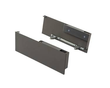 Комплект креплений передней панели ALPHALUX для внутреннего метал. ящика CRYSTAL высота H, антрацит (крепления L+R, уголок соединительный панели и дна, винты) Изображение 2