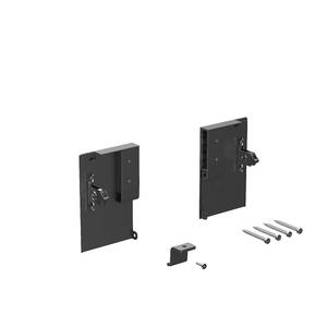 Комплект креплений передней панели ALPHALUX для внутреннего стекл. ящика CRYSTAL высота L, антрацит (крепления L+R, уголок соединительный панели и дна, винты) Изображение