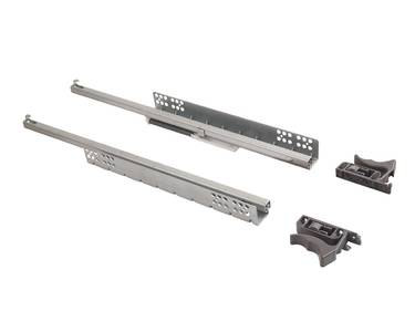 Комплект направляющих скрытого монтажа с фиксаторами Firmax One L=450мм, частичного выдвижения с доводчиком, 1 мм, для ЛДСП 16мм Изображение