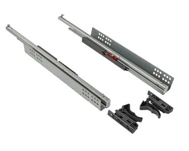 Комплект направляющих скрытого монтажа с фиксаторами Firmax L=400мм, полного выдвижения с доводчиком, для ЛДСП 16мм Изображение 2