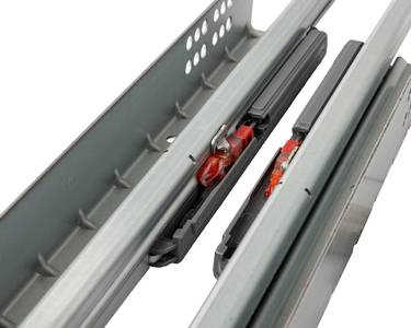 Комплект направляющих скрытого монтажа с фиксаторами Firmax L=400мм, полного выдвижения с доводчиком, для ЛДСП 16мм Изображение 4