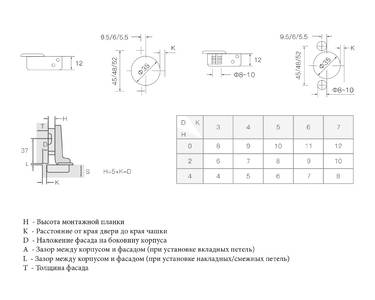 Петля для смежных дверей,Clip On, Soft-Close, угол открывания 105°, 48мм, 35 мм чашка Изображение 5