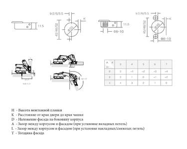 Петля для вкладных дверей Firmax Smartline, Clip On,Soft-Close,угол открывания 155°, 48мм, 35 мм чашка Изображение 5