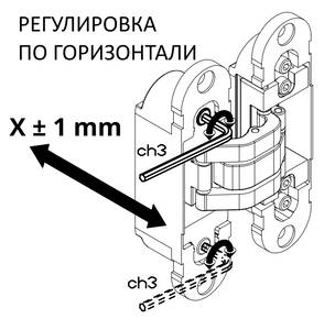 Скрытая петля универсальная OTLAV INVISACTA 3D 120x30 мм белая Изображение 9