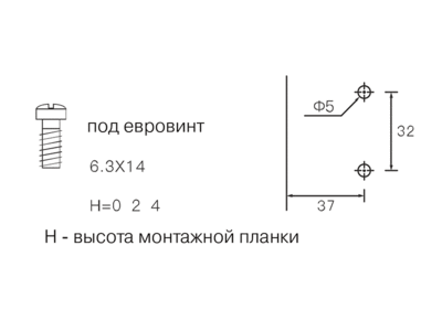 Планка монтажная для петель Clip On,Soft-Close,H=4, крестовая, евровинт Изображение 2