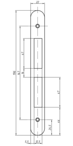 Планка ответная ELEMENTIS для серии 3990/3985, 22 мм, для двери с наплавом, бронза Изображение 2