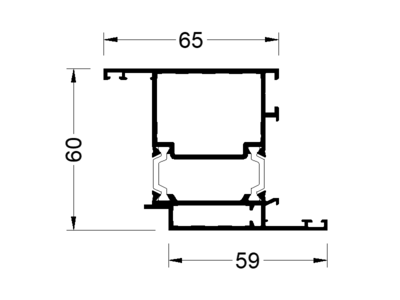 Профиль дверной створки Z ALUMARK 59/65 мм 6.5м RAL8017 Изображение