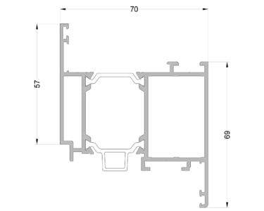 Профиль оконной створки ALUMARK 57/69 мм 6м RAL9016 Изображение