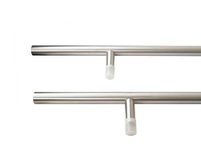 Ручка для алюминиевых дверей со смещением, комплект с креплением L= 1800, м/о 1300, D=32, матов. Изображение 2