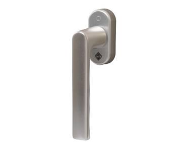 Ручка оконная алюминиевая  HOPPE Hamburg SecuForte с логотипом VEKA, штифт vario fit 32-42 мм, 45°, 2 винта М5х45,  2 винта М5х50, серебро Изображение 2