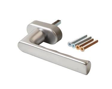 Ручка оконная алюминиевая  HOPPE Hamburg SecuForte, штифт vario fit 32-42 мм, 45°, 2 винта М5х45,  2 винта М5х50, серебро Изображение 3