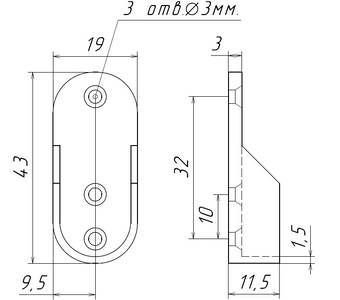 Штангодержатель для овальной штанги 30х15 мм, никель, сталь Изображение 2