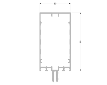 Стойка и ригель L ALUMARK 95 мм 6.8м RAL9016 Изображение