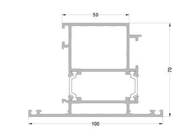 Створка дверная ALUMARK 100/50 мм 6.5м RAL9006 Изображение